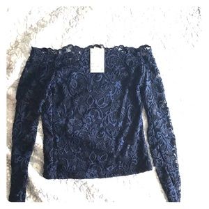 Off the Shoulder H&M Top (S, Navy)